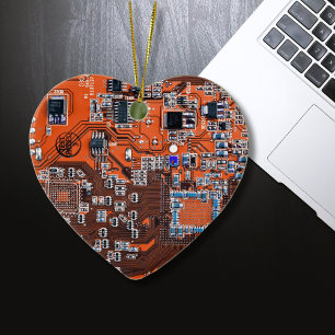 Orange PCB Circuit Board Design for IT Pros Ceramic Ornament