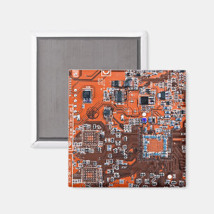 Orange PCB Circuit Board Design for IT Pros Magnet
