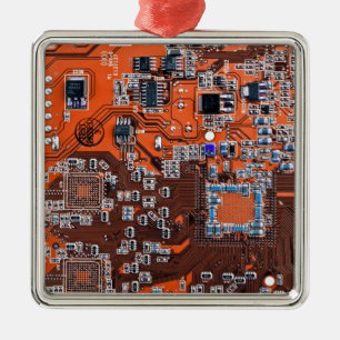Orange PCB Circuit Board Design for IT Pros Metal Ornament