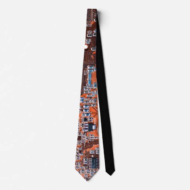 Orange PCB Circuit Board Design for IT Pros Tie (Front)