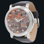 Orange PCB Circuit Board Design for IT Pros Watch<br><div class="desc">The Ultimate Aesthetic for Tech Visionaries Redefine your professional space with this high-definition graphic featuring a detailed Printed Circuit Assembly (PCBA). Captured in vibrant, deep orange tones with crisp silver and white conductive traces, this design showcases the intricate architecture of modern electronics—including integrated circuits, resistors, and capacitors—in stunning clarity. The...</div>