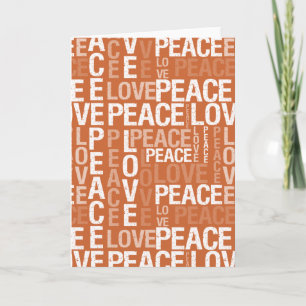 Orange Peace Love Typography Holiday Card