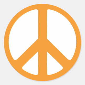 Orange Peace Sign Classic Round Sticker