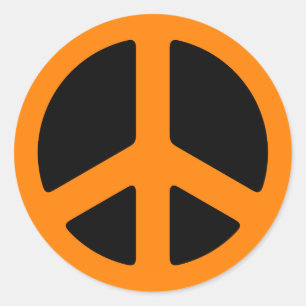 Orange Peace Sign Classic Round Sticker