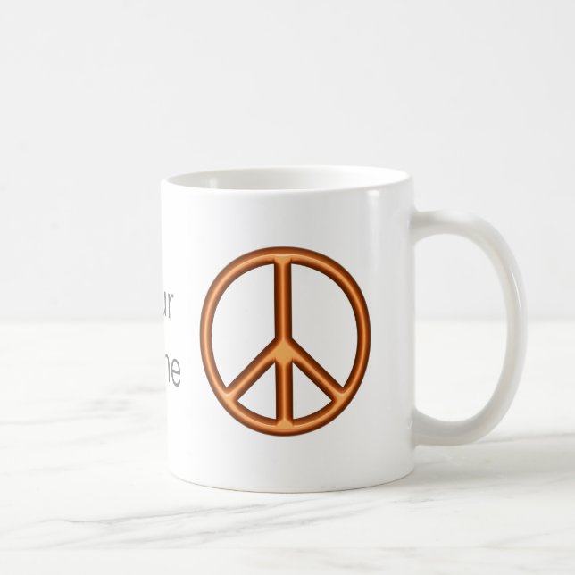 Orange Peace Sign Coffee Mug (Right)