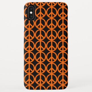 Orange Peace Sign Pattern iPhone XS Max Case