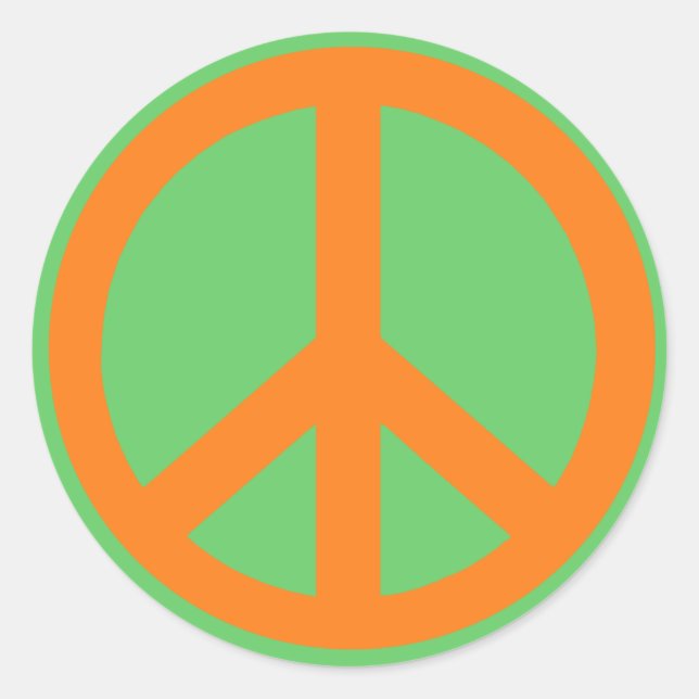Orange Peace Sign Products Classic Round Sticker (Front)