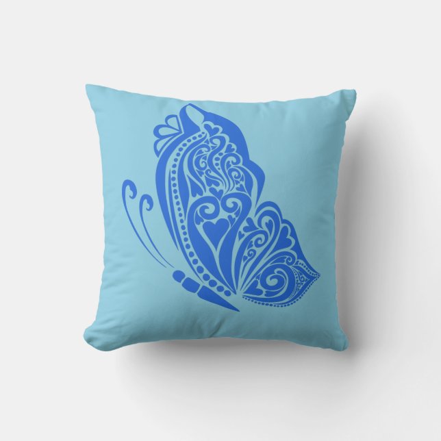Orange Peach Butterfly Throw Pillow (Front)