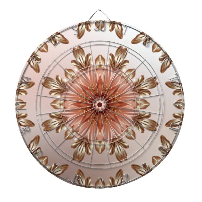 Orange Peach Floral Dartboard (Front)