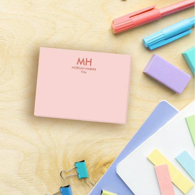 Orange Peach Minimal Clean Initials Post-it Notes (Creator Uploaded)