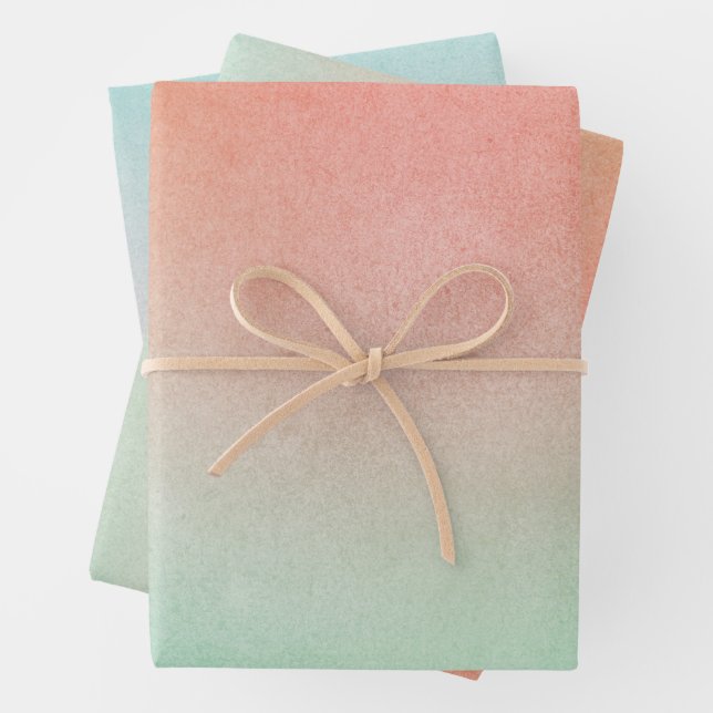 Orange Peach Mint Wedding Wrapping Paper Sheet (In situ)