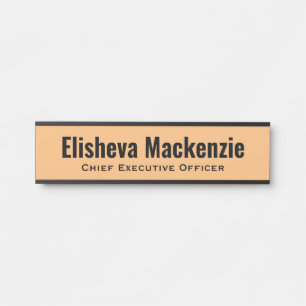 Orange Peach Office Door Name Plate Sign