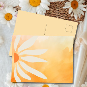 Orange Peach Retro Mod Geometric Flower Postcard