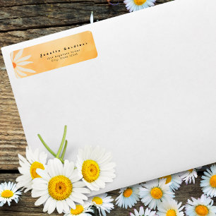 Orange Peach Retro Mod Geometric Flower Return Address Label
