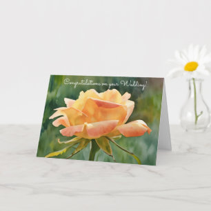 Orange Peach Rose Art Wedding Congratulations Card