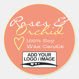 Orange Peach Simple Candle Labels with Logo Pastel