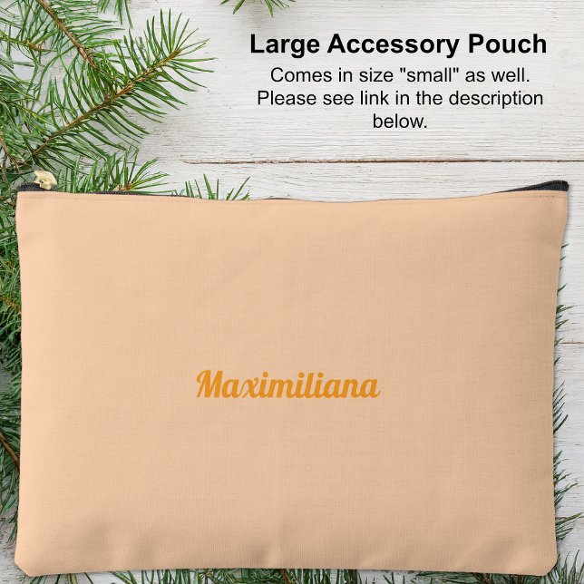Orange Peach - Solid Large Accessory Pouch (Large Accessory Pouch - Orange Peach - Solid by Leapfroglisics Shop)