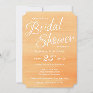 Orange Peach Watercolor Bridal Shower Invitation