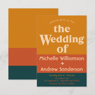 Orange Peacock Modern Retro 3.5x5 Invitation