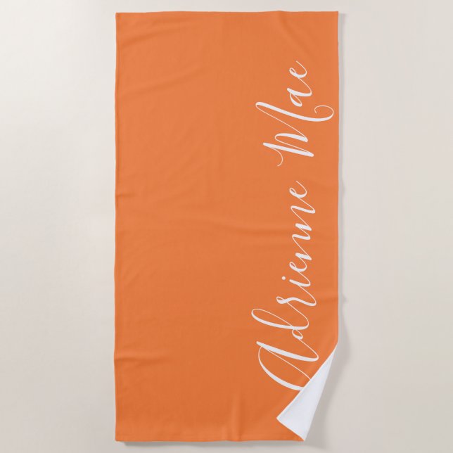 Orange Peel Simply Personalised Beach Towel (Front)