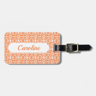 Orange Peel With White Crochet Lace Pattern Luggage Tag