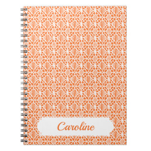 Orange Peel With White Crochet Lace Pattern Notebook