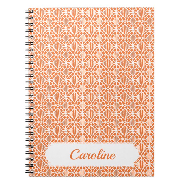 Orange Peel With White Crochet Lace Pattern Notebook (Front)