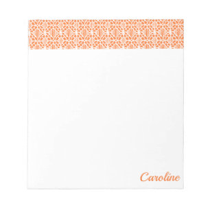 Orange Peel With White Crochet Lace Pattern Notepad