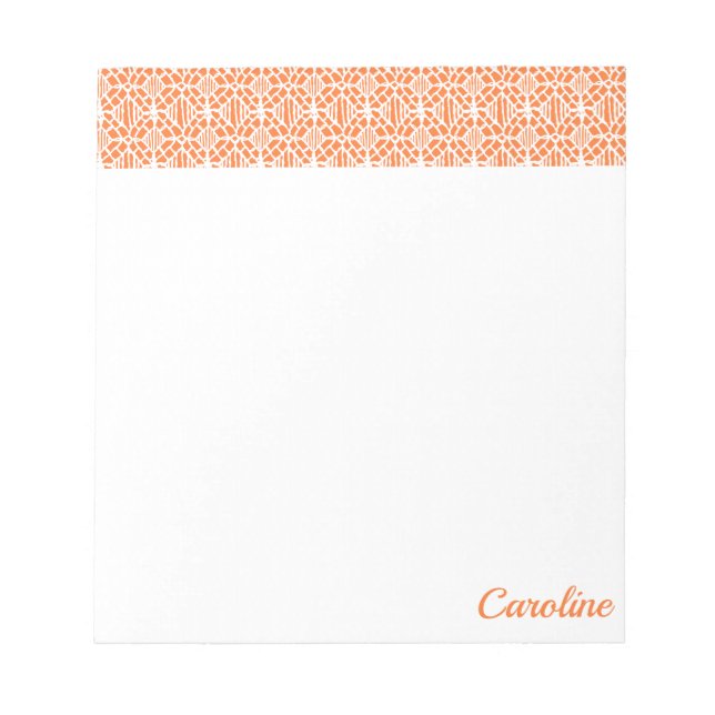 Orange Peel With White Crochet Lace Pattern Notepad (Front)