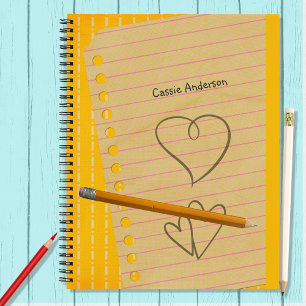 Orange Pencil and Doodles Notebook