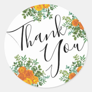 Orange Peony & Rose Floral Sticker Envelope Seal