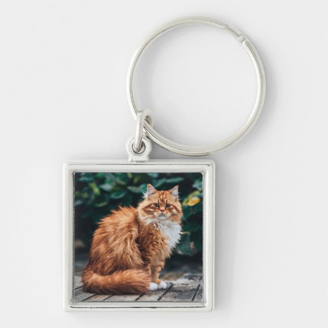 Orange Persian Cat Key Ring (Front)