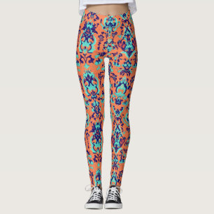 Orange Persian Pattern Leggings