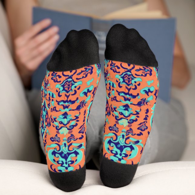Orange Persian Pattern Socks (Bottom)