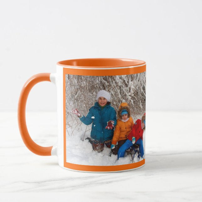 Orange Personalise Photo Template Gift Coffee Mug (Left)