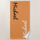 Orange Personalised Beach Towel