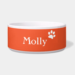 Orange Personalised Dog Dish