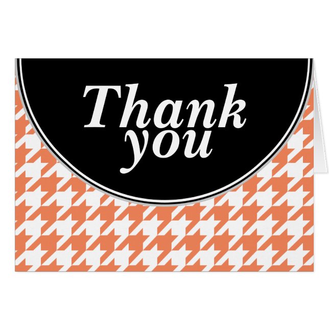 Orange Personalised Houndstooth Thank You cards (Front Horizontal)