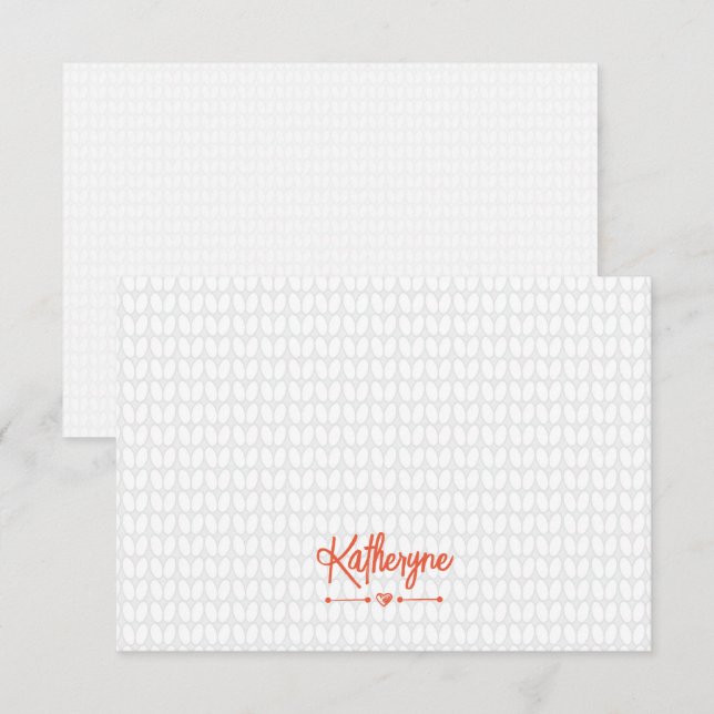 Orange Personalised Knit Stitch Note Card (Front/Back)