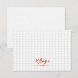 Orange Personalised Knit Stitch Note Card