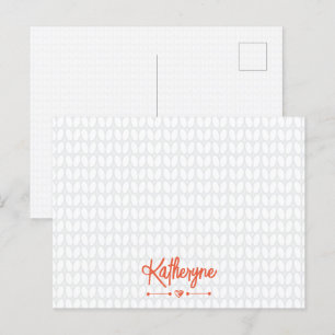 Orange Personalised Knit Stitch Postcard