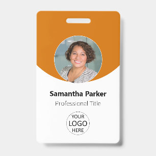 Orange Personalised Photo, Logo, Barcode Employee ID Badge