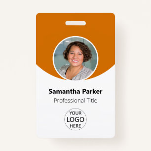 Orange Personalised Photo, Logo, Barcode Employee ID Badge