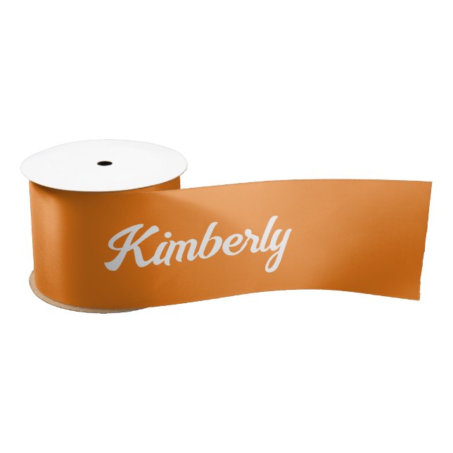 Orange Personalised Script Name School Satin Ribbon (Spool)