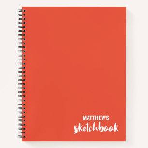 Orange Personalised Sketchbook Your Name Notebook