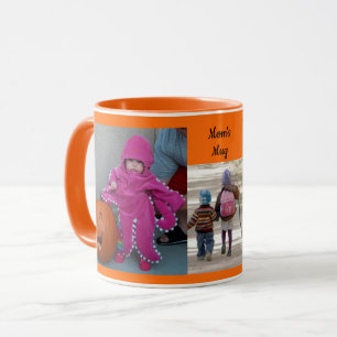 Orange Personalize 3 PHOTO TEMPLATE Gift Coffee Mug