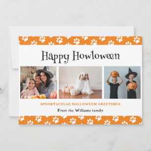 Orange Pet 3 Photo Halloween Holiday Card