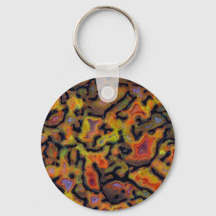 Orange Petrified Dinosaur Bone Key Ring