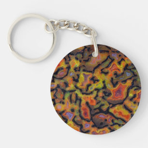 Orange Petrified Dinosaur Bone Key Ring