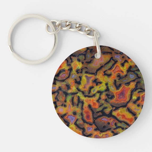 Orange Petrified Dinosaur Bone Key Ring (Front)